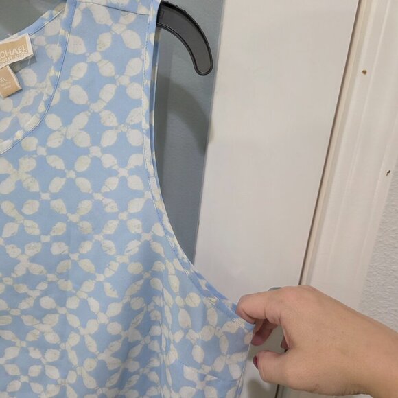 Michael Kors Blue & White Sleeveless Tank Blouse XL | Print Top - Picture 9 of 16